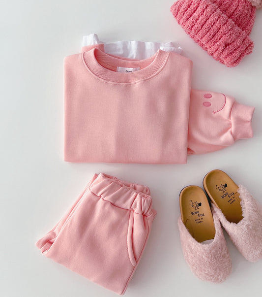 Smile Jogger Set in Pink